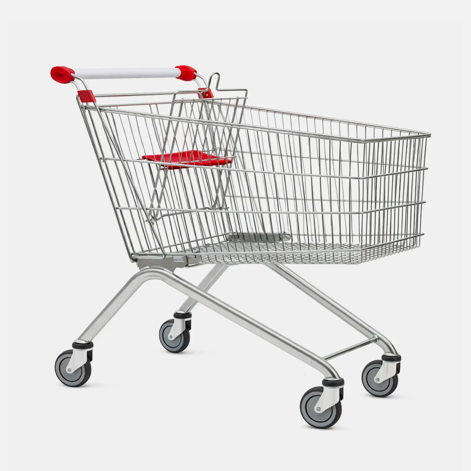 Chariot de supermarché métal 150 litres rouge