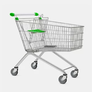 Chariot de supermarché métal 150 litres vert