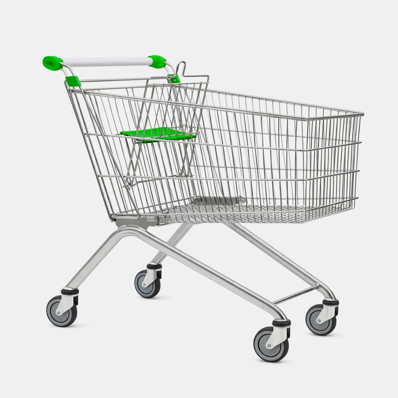 Chariot de supermarché métal 150 litres vert