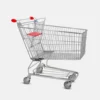 Chariot de supermarché métal 180 litres rouge avec siège bébé