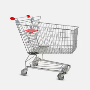 Chariot de supermarché métal 180 litres rouge avec siège bébé
