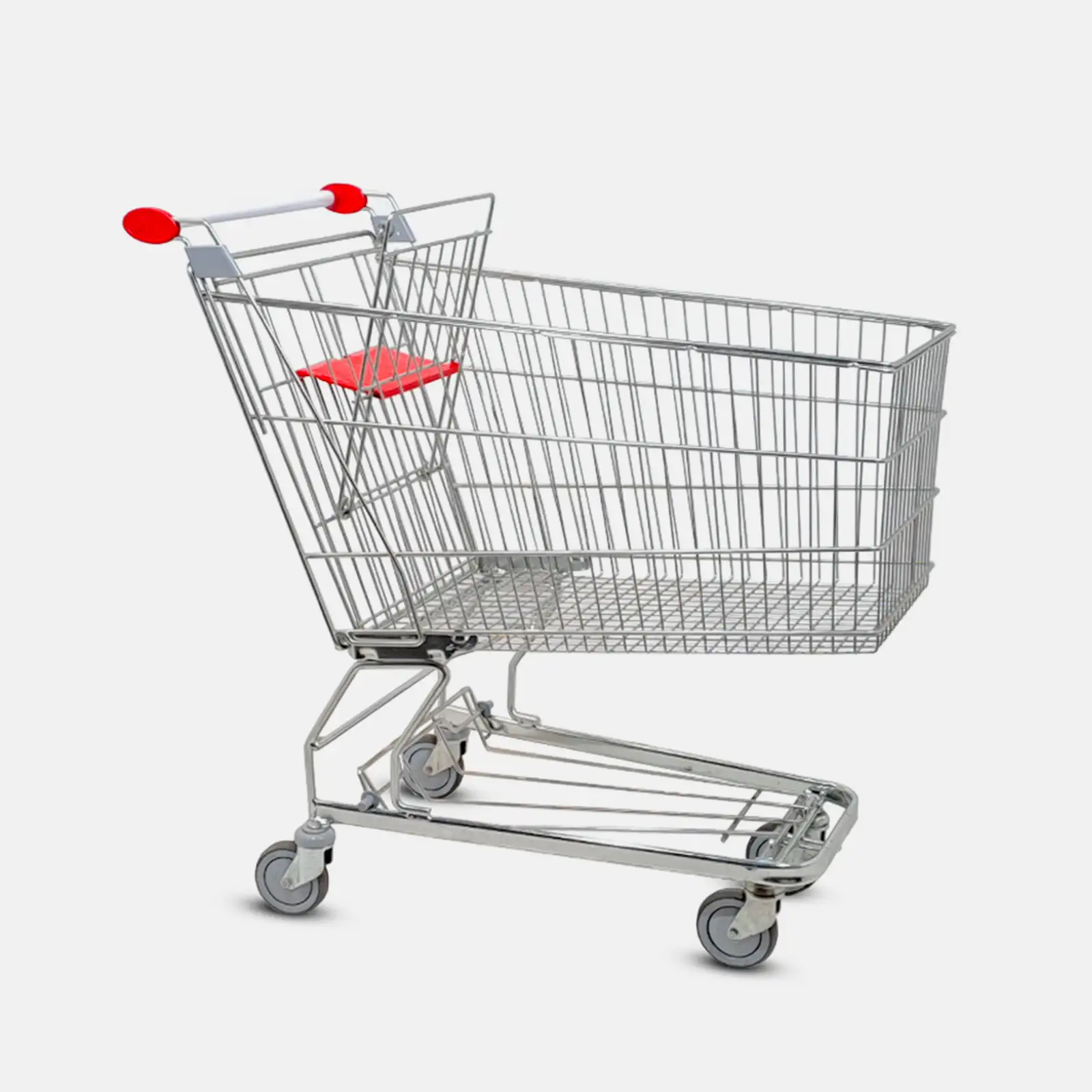 Chariot de supermarché métal 180 litres rouge avec siège bébé