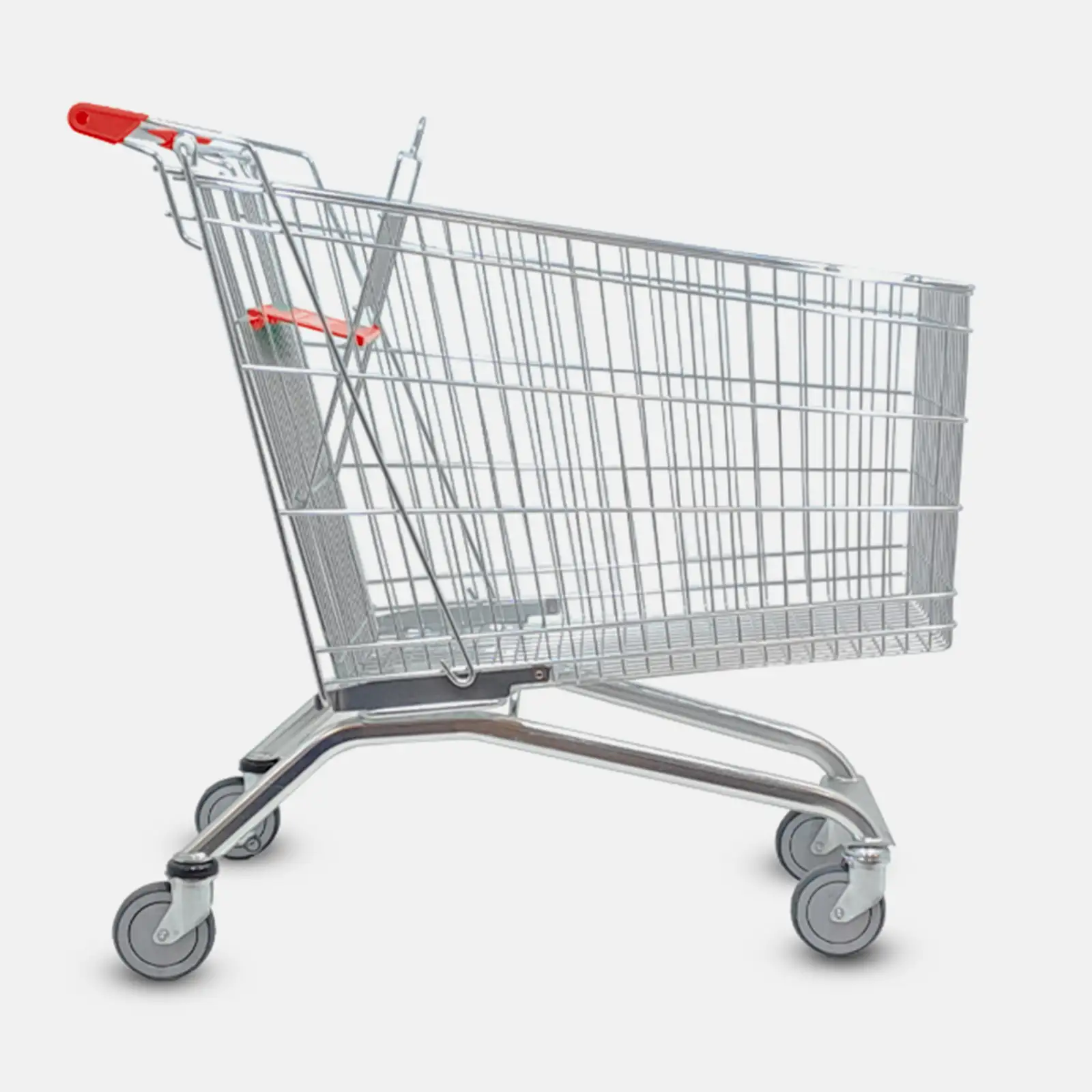 240 L red metal supermarket trolley with baby seat