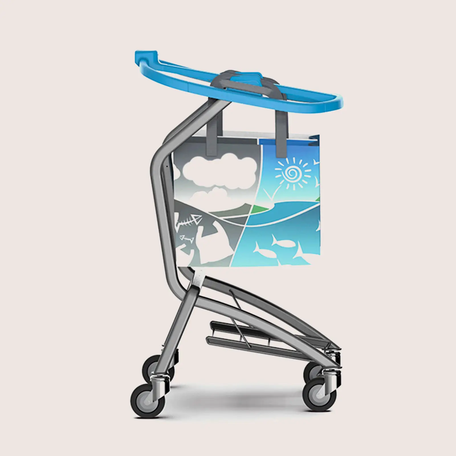 Blue bag holder trolley for store