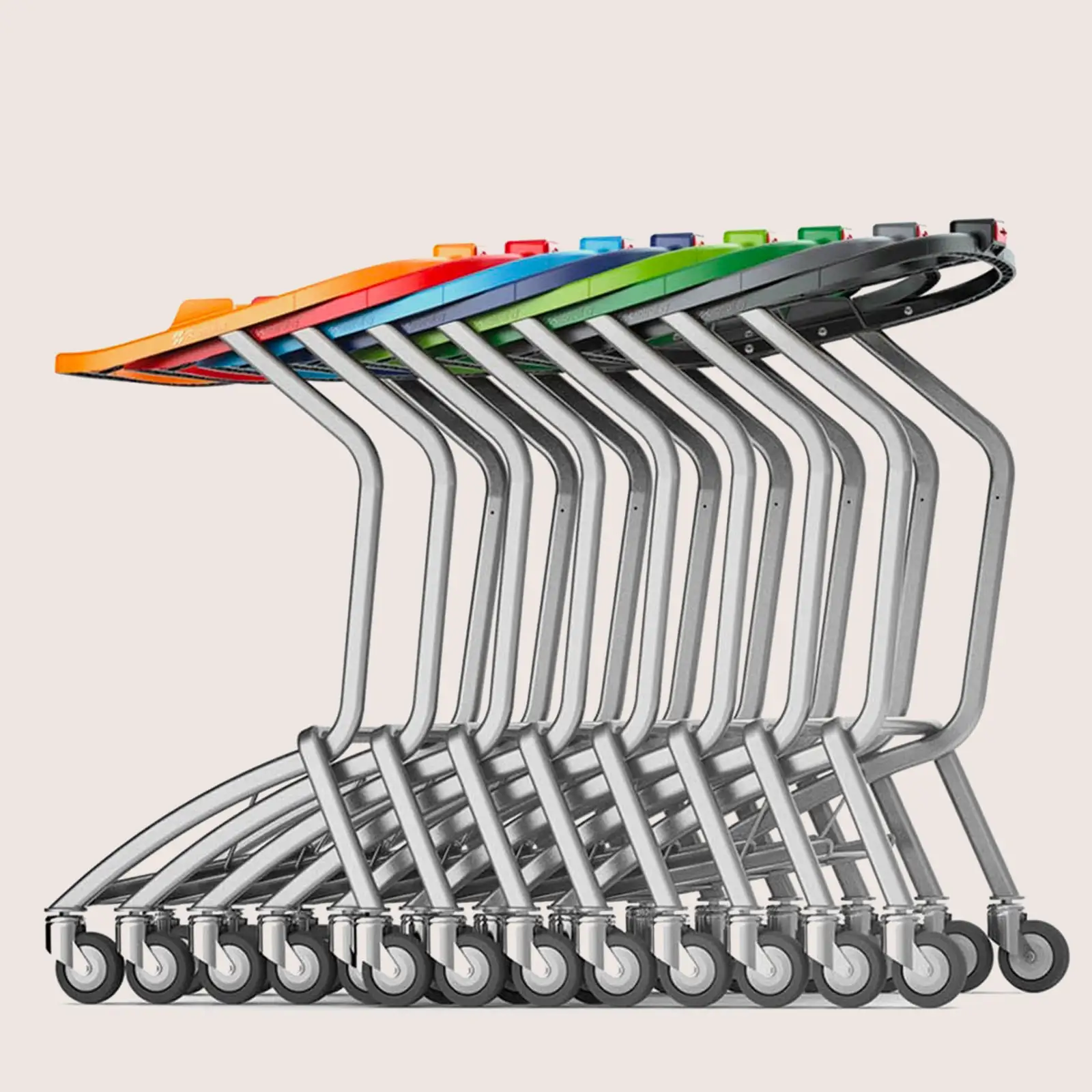 Stacked bag holder trolleys