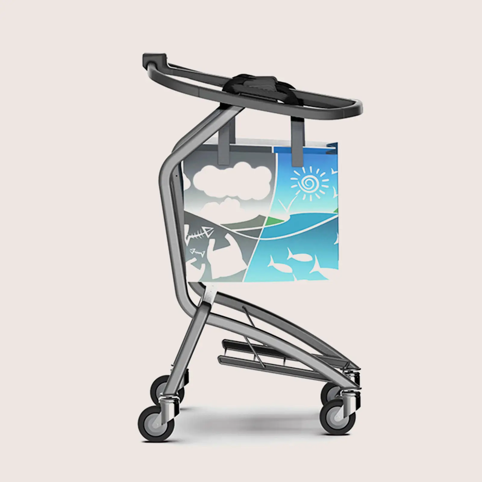 Grey bag holder trolley for quick shopping