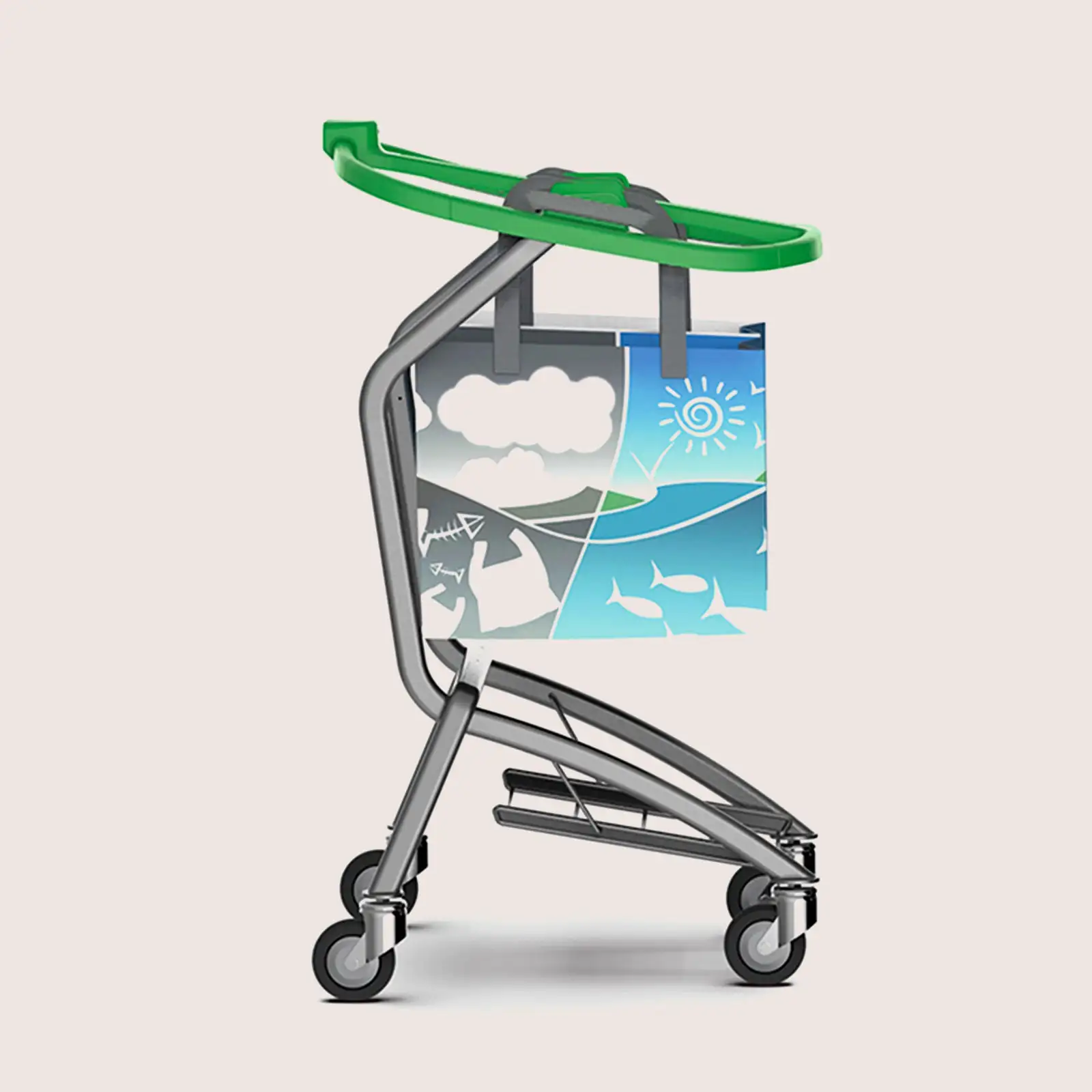 Green bag holder trolley for store