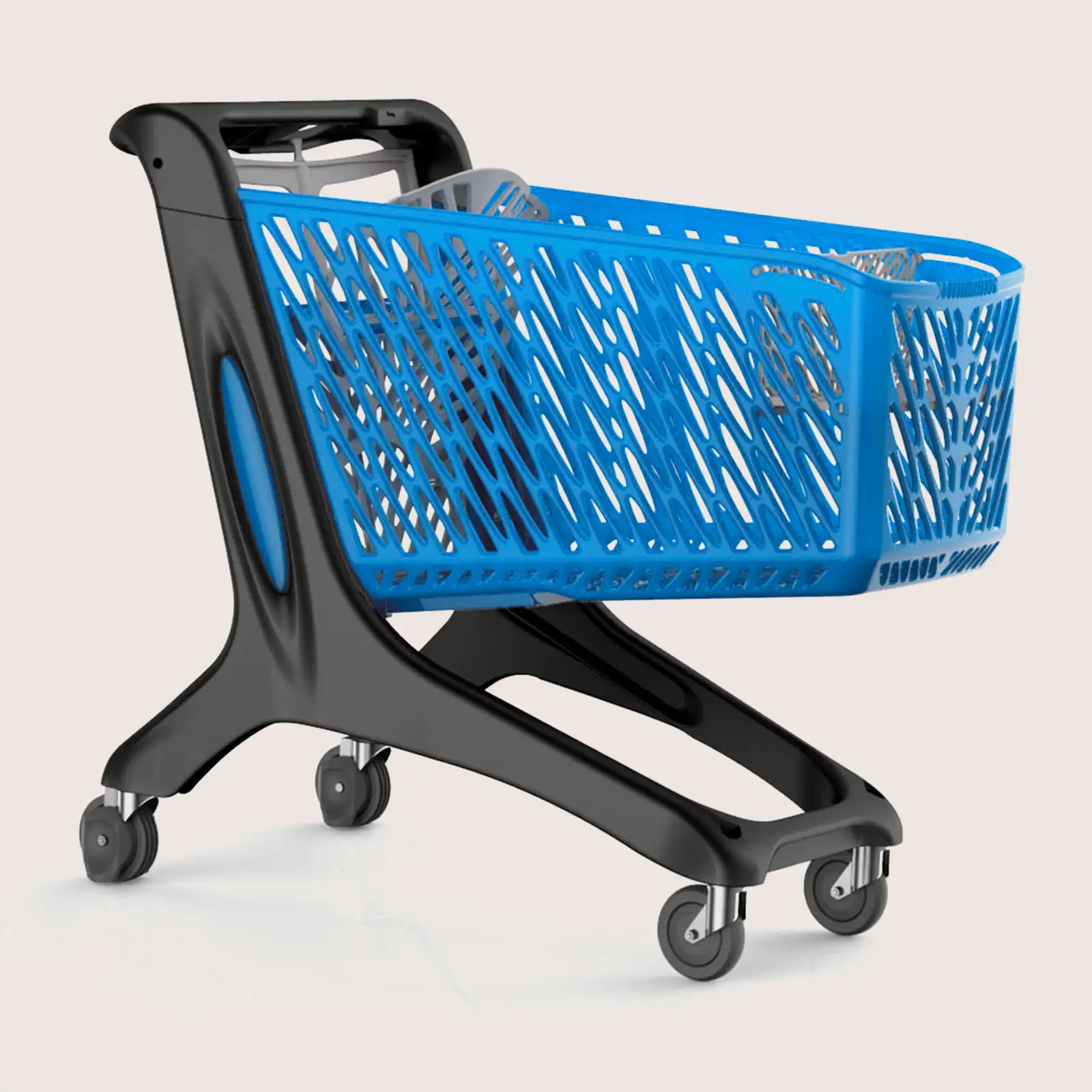 Chariot de supermarché plastique 210 litres bleu avec siège bébé