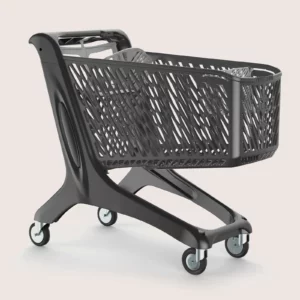 Chariot de supermarché plastique 210 litres noir avec siège bébé