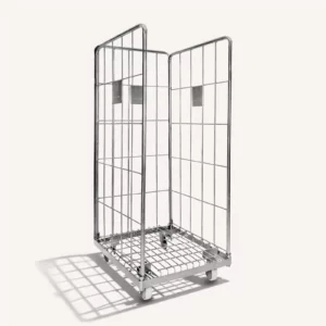 Roll conteneur métallique standard 3 côtés avec dos fermé