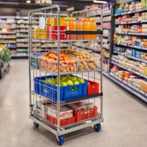 Roll conteneur 3 côtés utilisé en magasin ou entrepôt