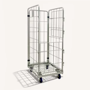 Roll conteneur métallique standard 4 côtés avec porte grillagée