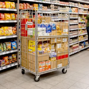 Roll conteneur XL 4 côtés avec porte utilisé en entrepôt ou livraison