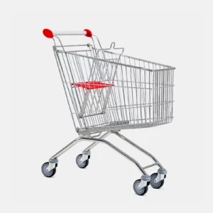 Chariot de supermarché métal 100 litres rouge