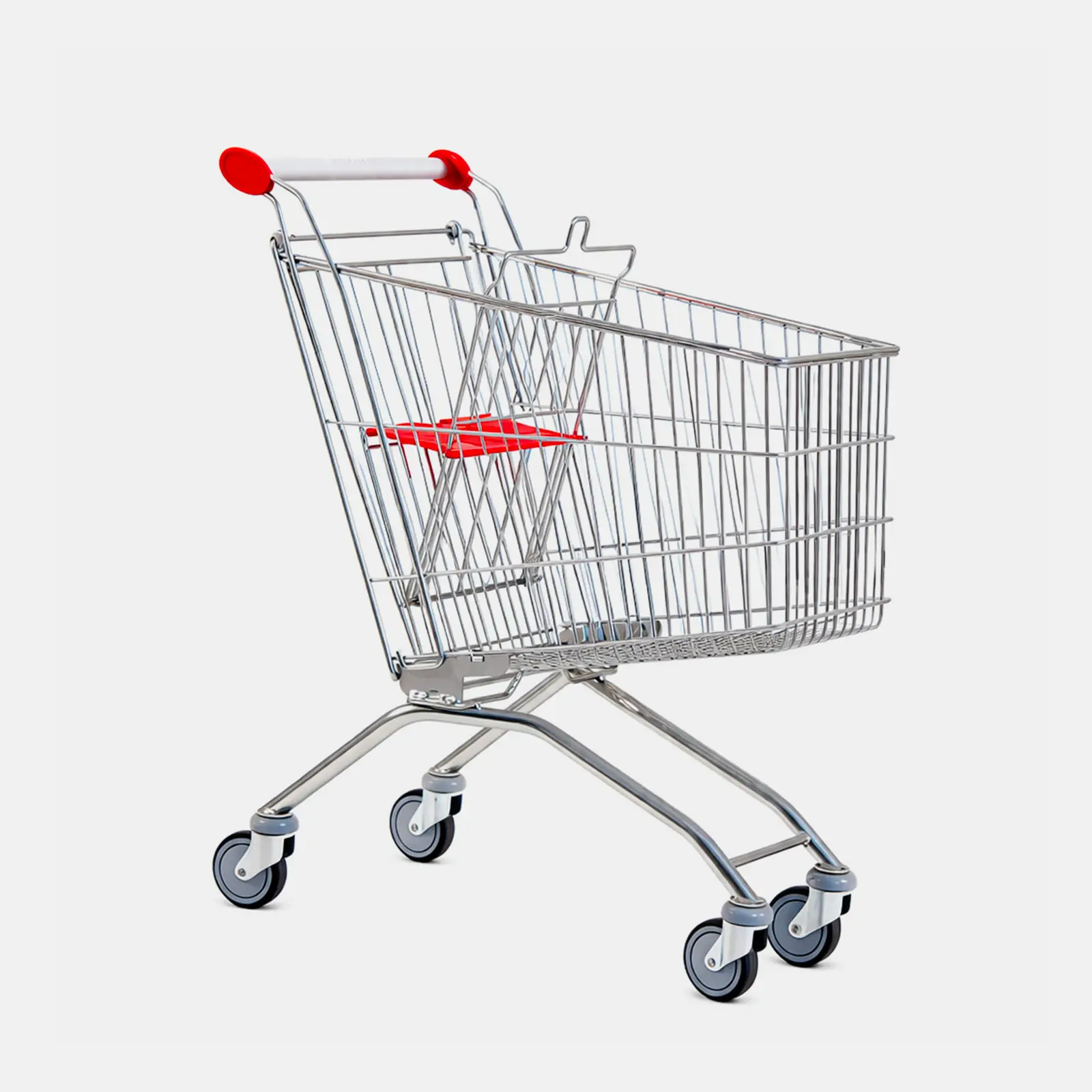 Chariot de supermarché métal 100 litres rouge