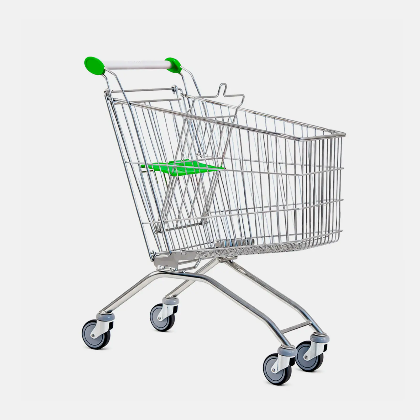 Chariot de supermarché métal 100 litres vert