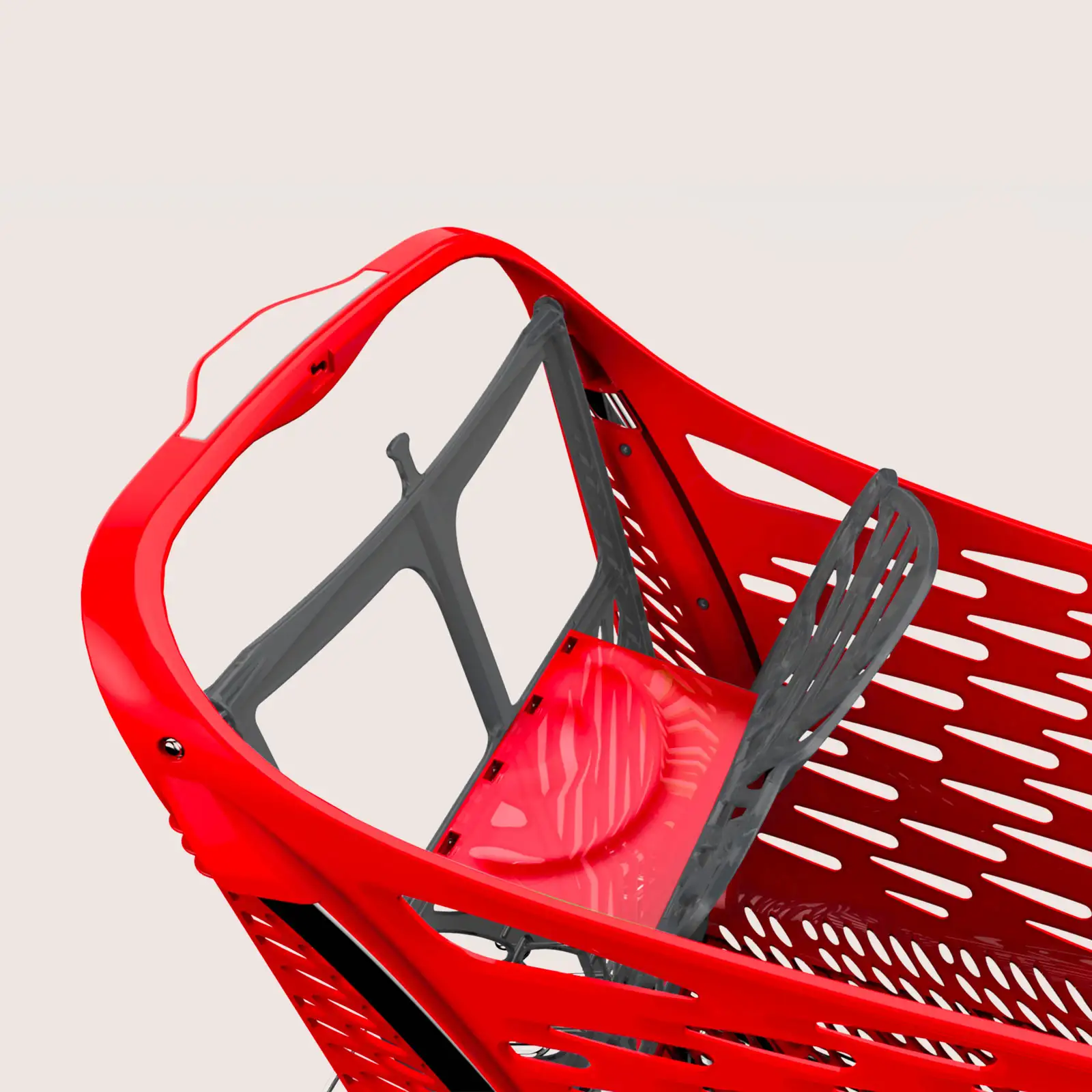 130-liter supermarket trolley top view with baby seat
