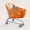 130-liter orange hybrid supermarket trolley with baby seat