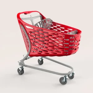 Chariot de supermarché hybride 130 litres rouge avec siège bébé