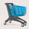 160-litre blue plastic supermarket trolley with baby seat