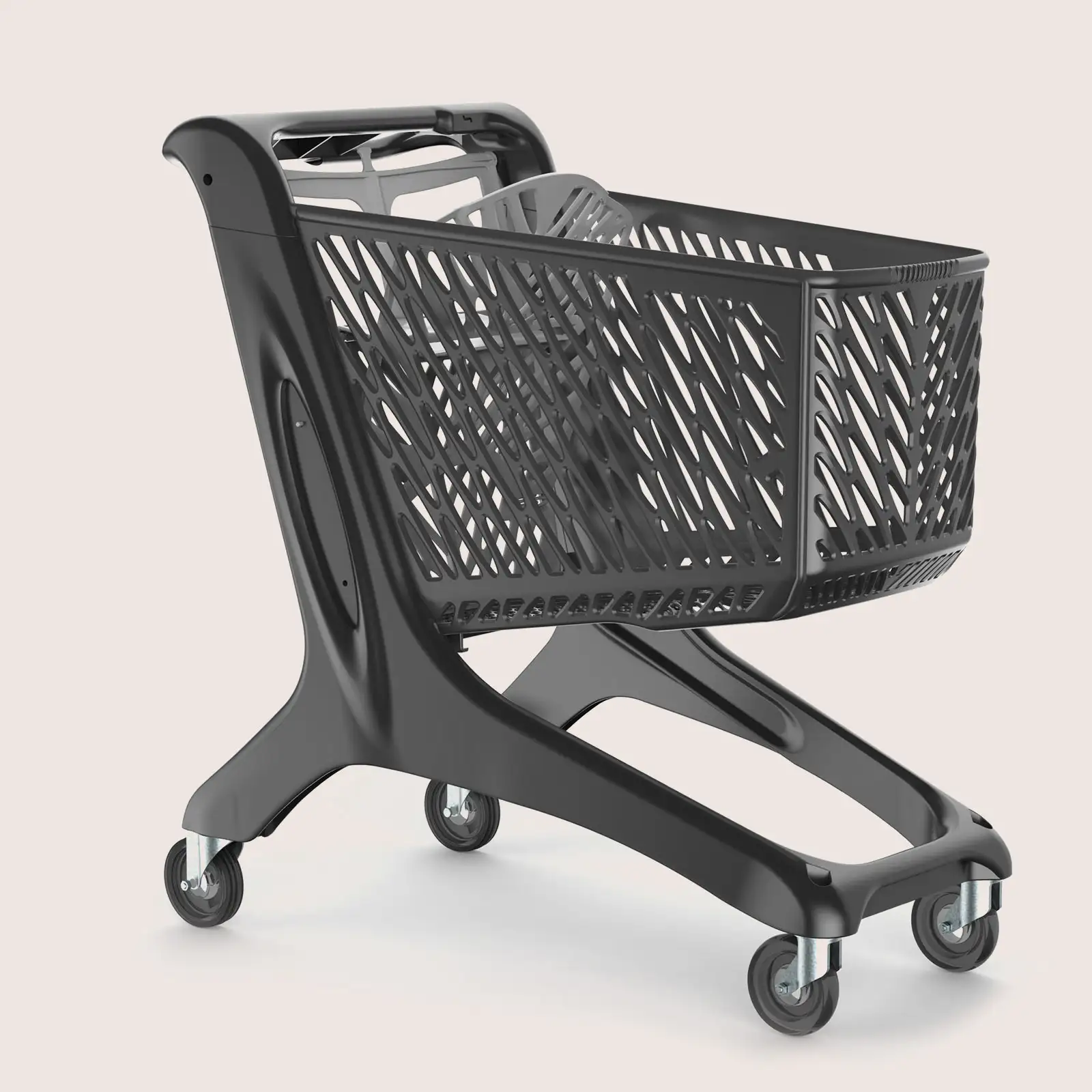 Chariot de supermarché plastique 160 litres noir avec siège bébé