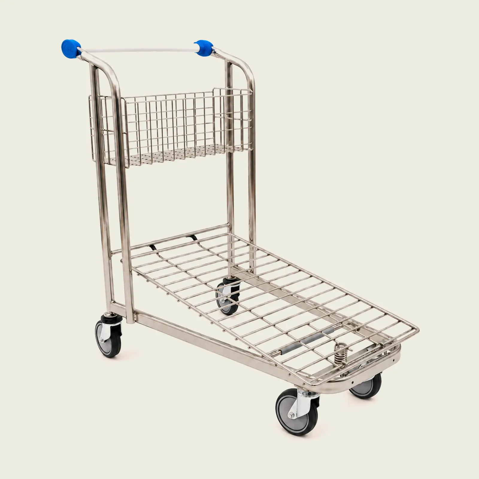 Chariot de transport métallique bleu pour charges lourdes