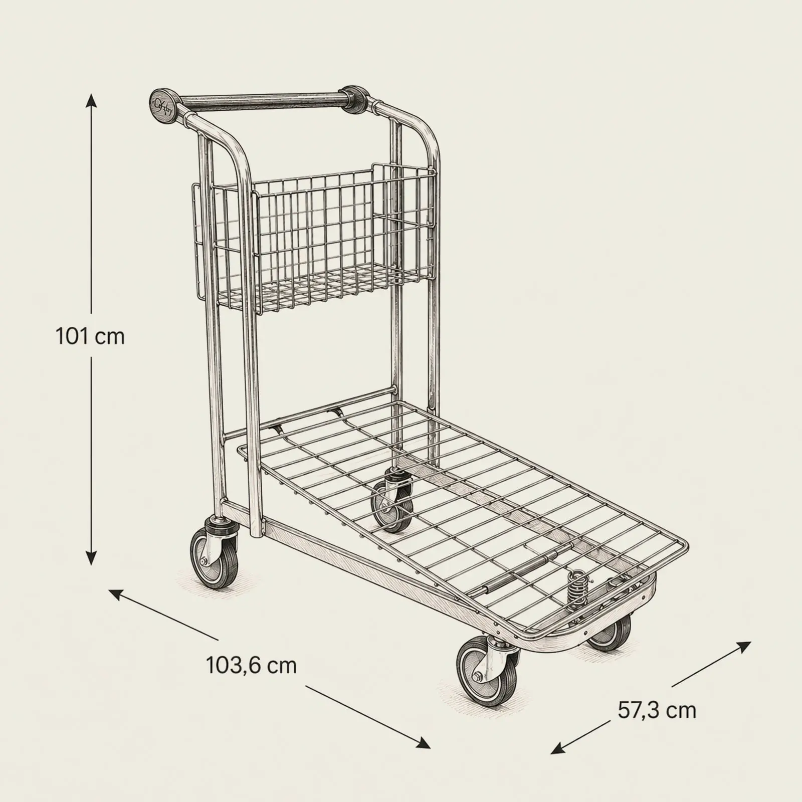 Dimensions du chariot de transport métallique pour charges lourdes