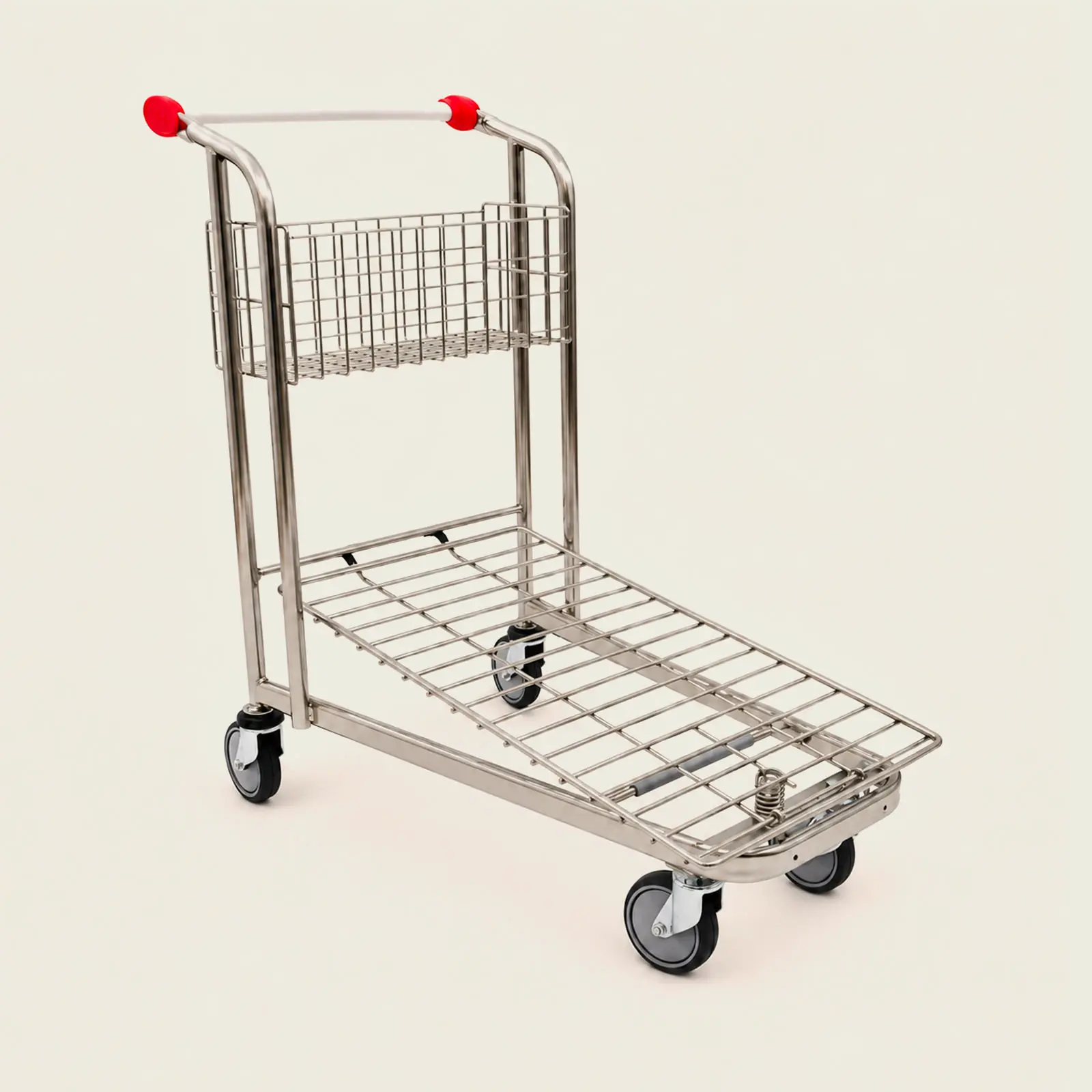 Chariot de transport métallique rouge pour charges lourdes