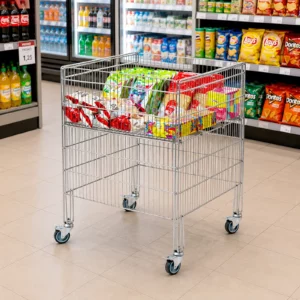 Bac de promotion pliant en situation dans un magasin